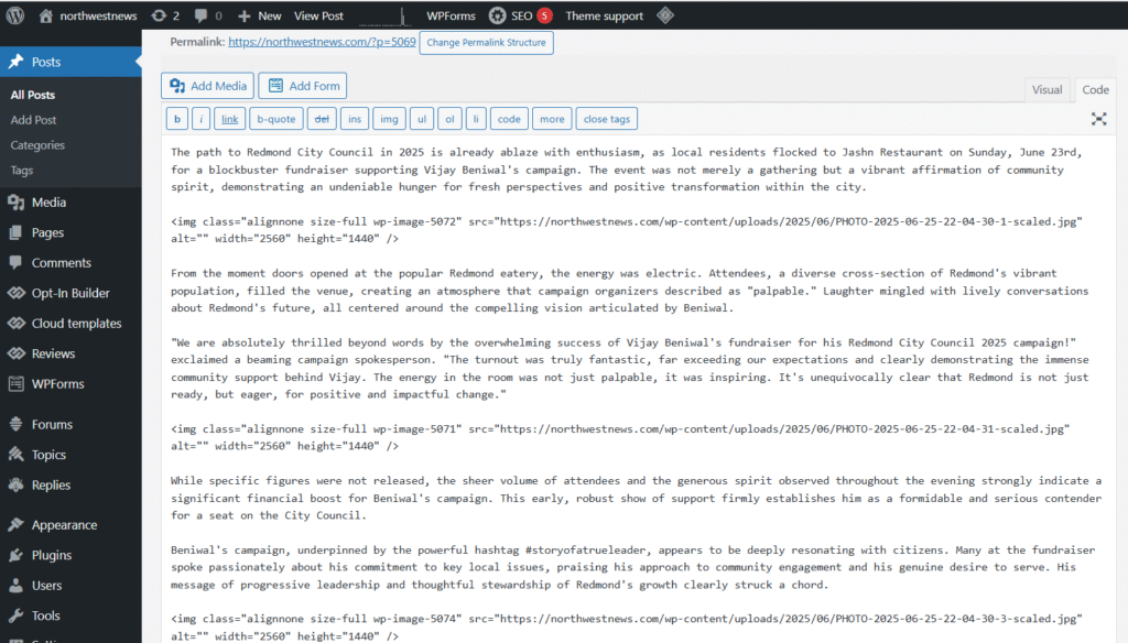 News Website Development by LiveAnApp Solutions for NorthwestNews.com